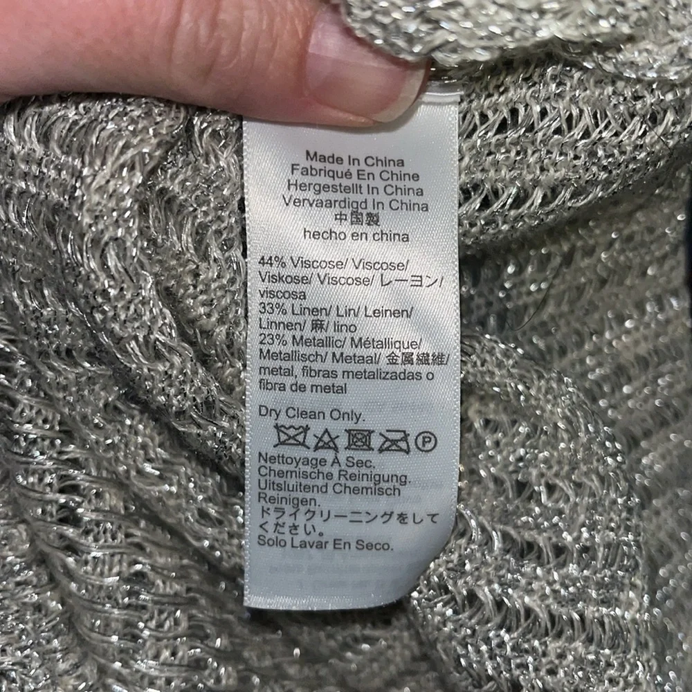 NWT J. Crew Collection Metallic Open Weave Long Sleeve Sweater Dress in‎ Silver.
